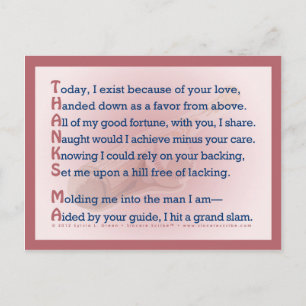 Thanks, Ma (Acrostic) Postcard