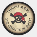 Thanks Matey Pirate Skull Thank You Sticker