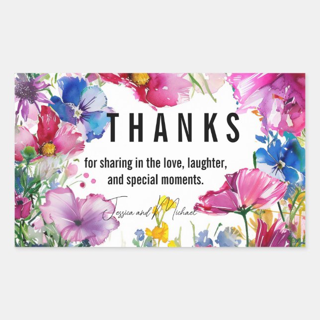 Thanks🌻💗🌹 Meadow Blooms Collection Rectangular Sticker (Front)
