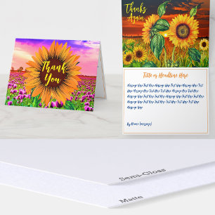 Thanks Message, Groovy Sunflower Thank You Card