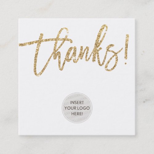 THANKS modern logo business thank you gold glitter Square Business Card