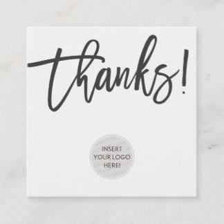 THANKS modern logo business thank you plain black Square Business Card