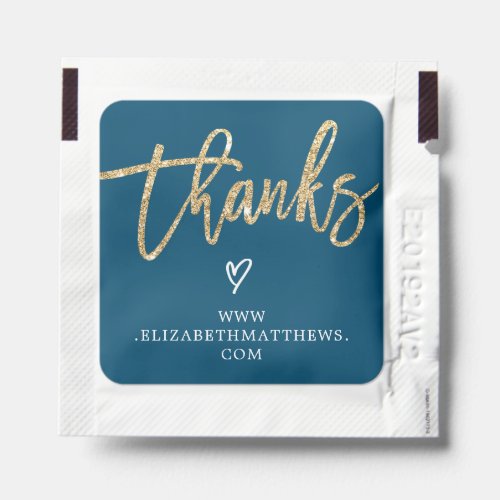 THANKS modern minimal elegant gold glitter script Hand Sanitizer Packet