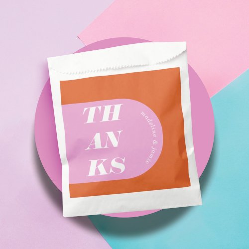  Thanks Modern Minimal Pink Orange Retro Arch Favor Bag