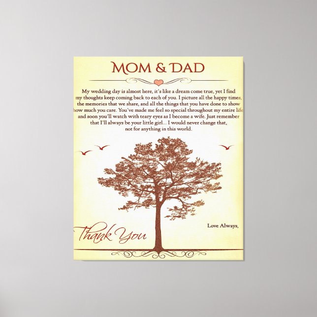 Thanks Mom and Dad Gift,Mother's/Father's Day Gift Canvas Print (Front)