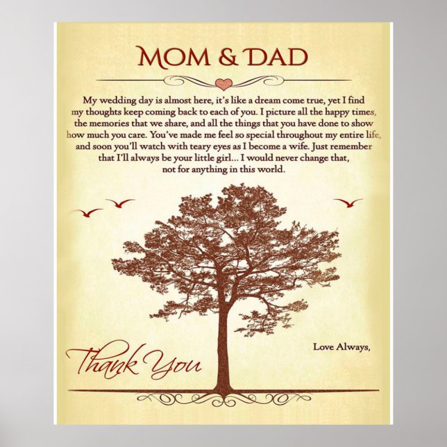 Thanks Mom and Dad Gift,Mother's/Father's Day Gift Poster (Front)