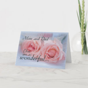 Thanks Mom and Dad, Wedding, Pink Rose Letterpress Thank You Card