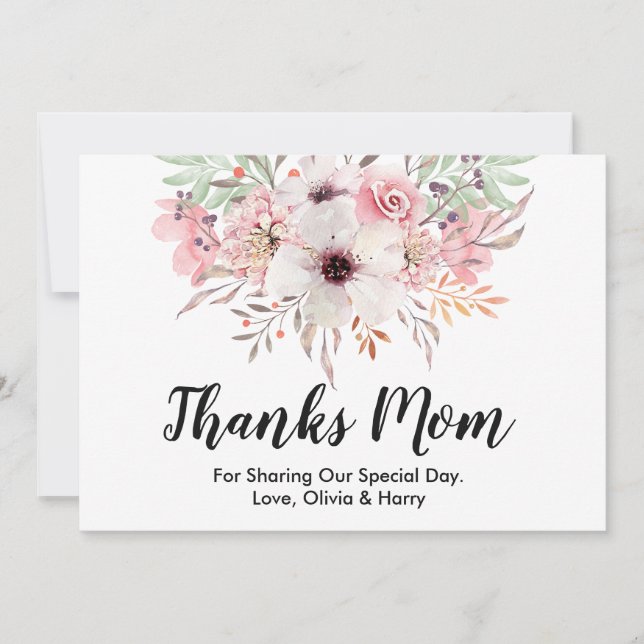 Thanks Mom Country Floral | Wedding Thank You Card (Front)