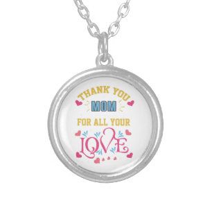 Thanks mom for all your love, hearts silver plated necklace