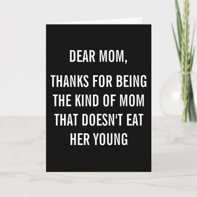 Thanks Mom Funny Letterpress Thank You Card (Front)