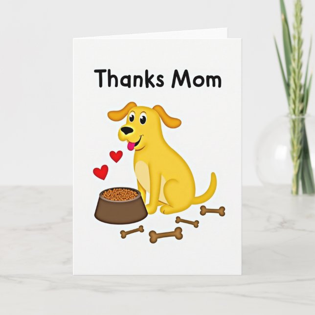 Thanks Mom Golden Dog Art Card (Front)