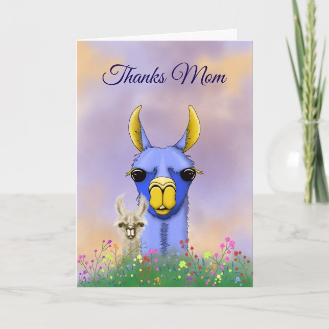 Thanks Mom llama Mother's Day Card (Front)
