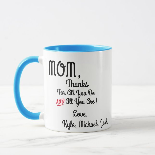 Thanks Mom Mug - Custom Mother’s Day Gift (Left)
