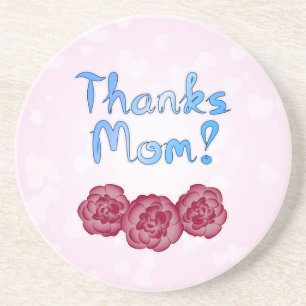 Thanks Mom with Carnation Flower for Mother’s Day Coaster