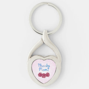 Thanks Mom with Carnation Flower for Mother’s Day Keychain