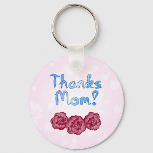 Thanks Mom with Carnation Flower for Mother’s Day Keychain