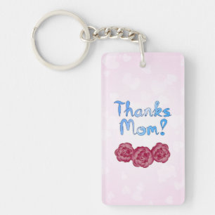 Thanks Mom with Carnation Flower for Mother’s Day Keychain