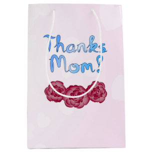 Thanks Mom with Carnation Flower for Mother’s Day Medium Gift Bag