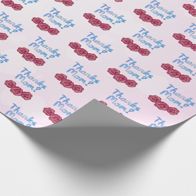 Thanks Mom with Carnation Flower for Mother’s Day Wrapping Paper (Corner)