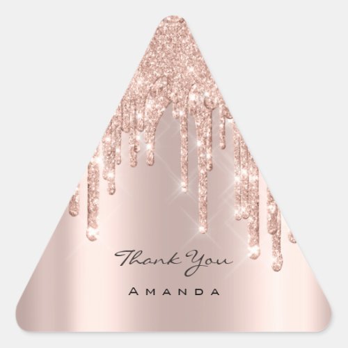 Thanks Name 16th Bridal Rose Glitter Spark Favor Triangle Sticker