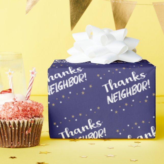 Thanks Neighbor! with Stars Wrapping Paper (Birthday Party)