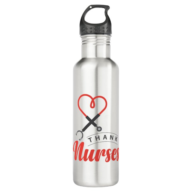 Thanks Nurses Stainless Steel Water Bottle (Front)