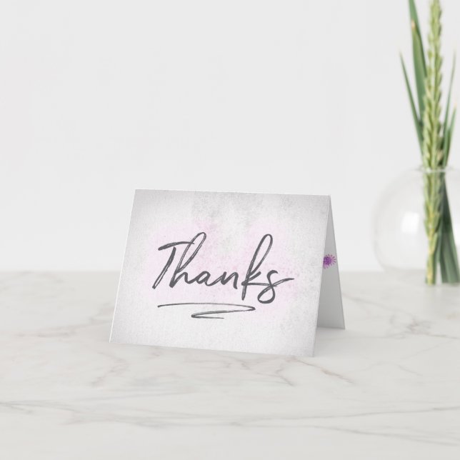 Thanks on textured background letterpress thank you card (Front)
