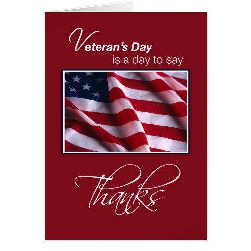 Thanks on Veteran's Day, Flag on Red Card | Zazzle