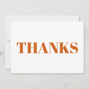 Thanks orange white modern thanksgiving card