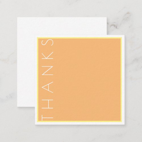 Thanks Orange White Yellow Border Modern Stylish Note Card