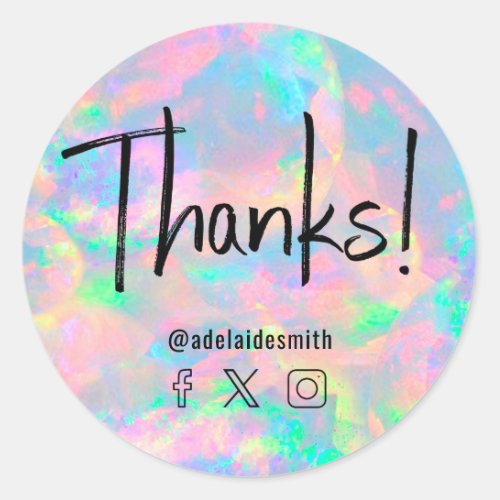 thanks pastel opal classic round sticker