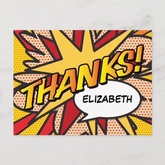 THANKS Personalized Speech Bubble Modern Announcement Postcard (Front)