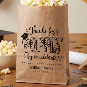 Thanks Poppin White Modern Popcorn Design Favor Bag