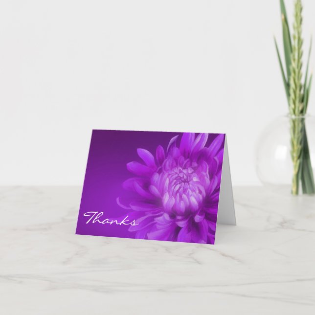 Thanks purple chrysanthemum flower art card (Front)