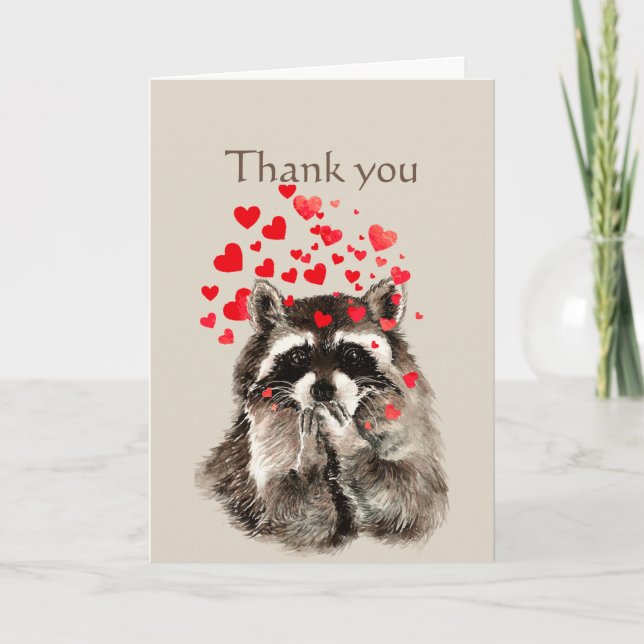 Thanks Raccoon Blowing Kisses  Animal & Scripture Card (Front)