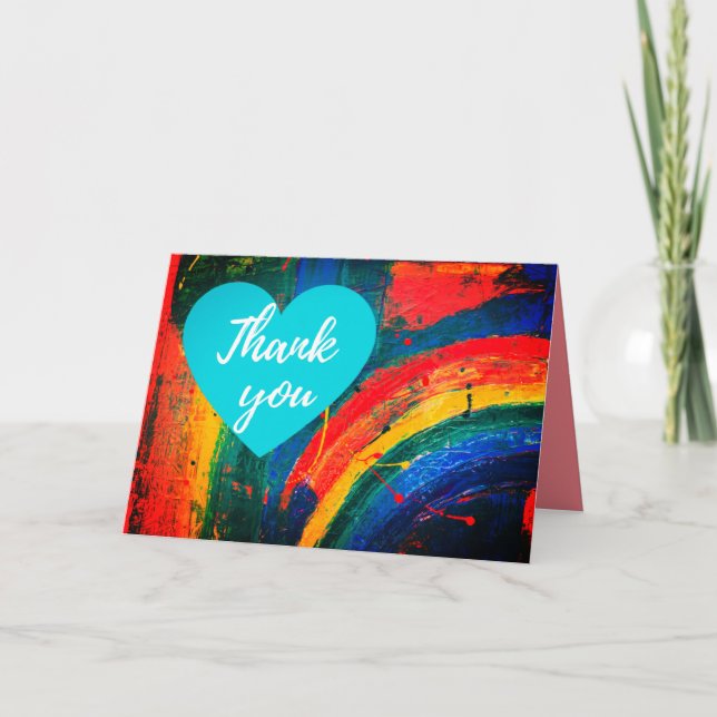 Thanks Rainbow Letterpress Thank You Card (Front)