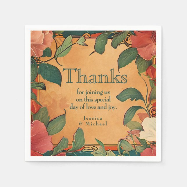 🌹 Thanks Rose Romance: Art Nouveau Splendor Napkins (Front)
