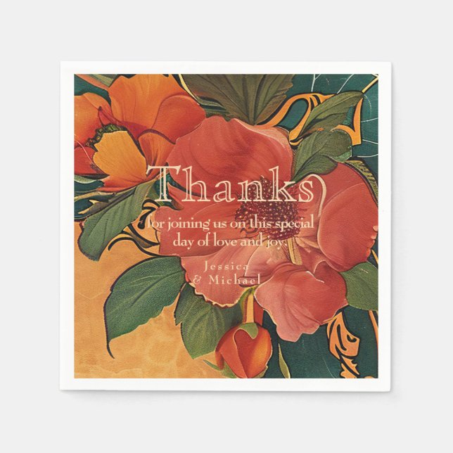 🌹 Thanks Rose Romance: Art Nouveau Splendor Napkins (Front)