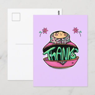 Thanks Russian Doll Postcard