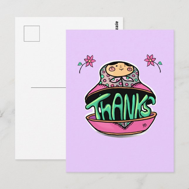 Thanks Russian Doll Postcard (Front/Back)
