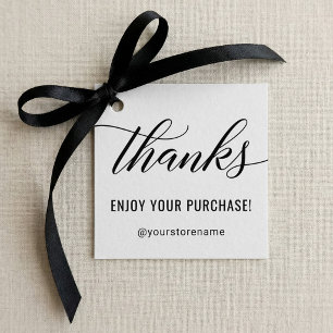 Thanks Script Enjoy Your Purchase White Favor Tags