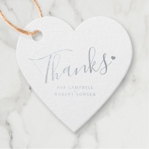 Thanks script white blue and foil wedding foil favor tags