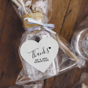 Thanks simple script white black heart wedding sticker