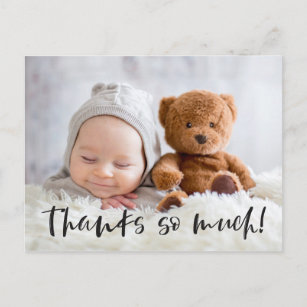 Thanks So Much   Black   Baby Photo Thank You Postcard