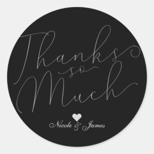 Thanks So Much Thank You Thin Silver Script Type Classic Round Sticker