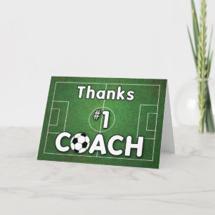 Thanks Soccer Coach Grass Field Letterpress Thank You Card