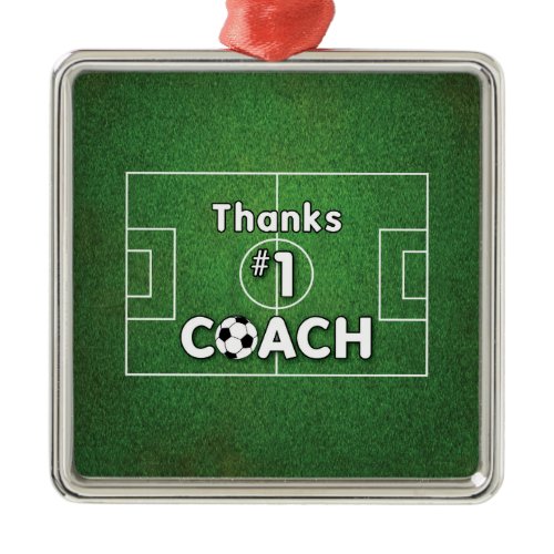Thanks Soccer Coach Grass Field Metal Ornament