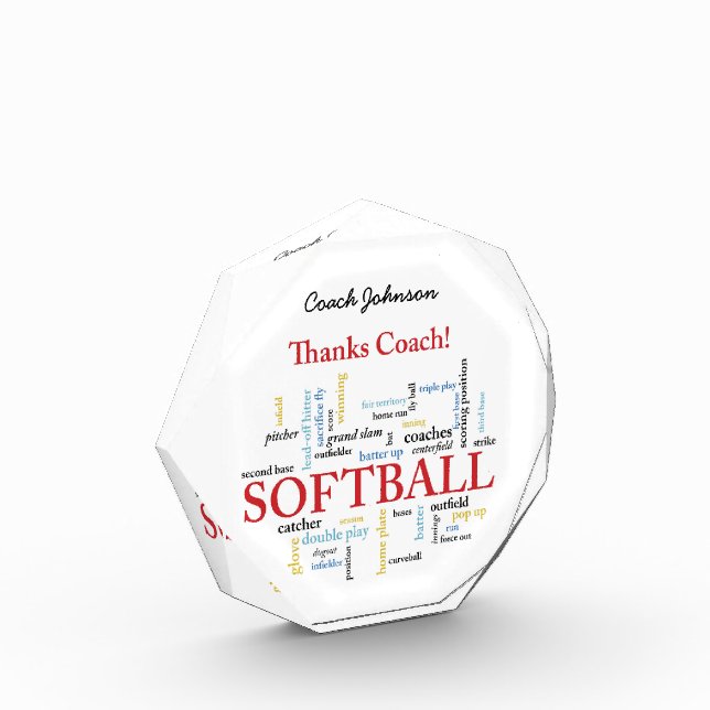 Thanks Softball Coach Words From Group, Team, Red Award (Left)