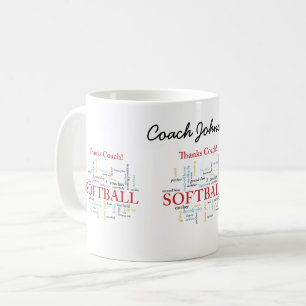 Thanks Softball Coach Words From Group, Team, Red Coffee Mug