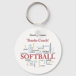 Thanks Softball Coach Words From Group, Team, Red Keychain
